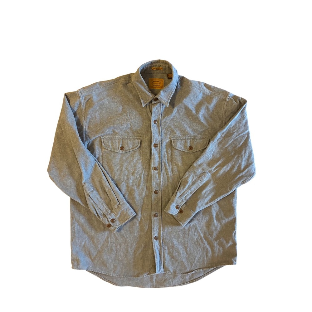 St Johns Bay Mens Blue Heavyweight Chamois Cloth Shirt Vintage Y2K Large L/G